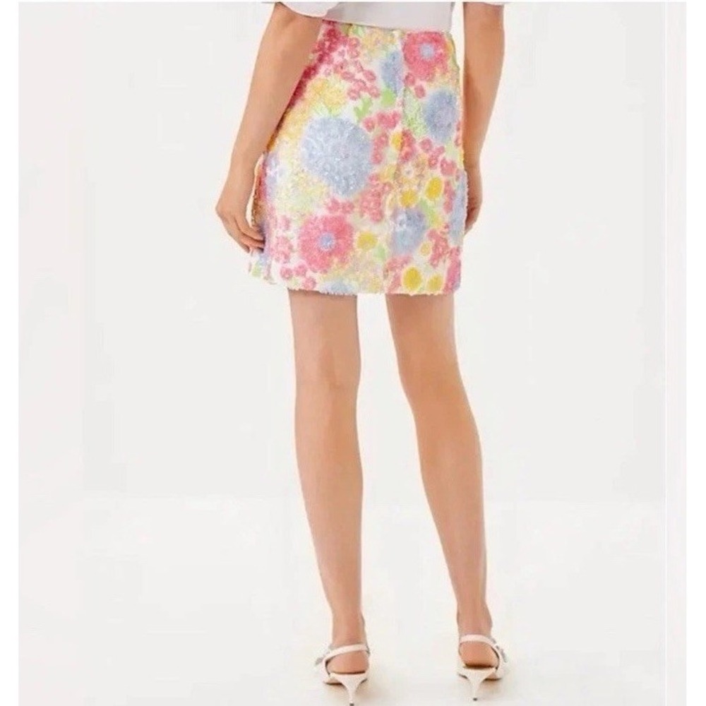 Lilly Pulitzer Kels Sequin Mini Skirt Multi Views from a Via Floral Sz 12 NEW - Picture 3 of 14